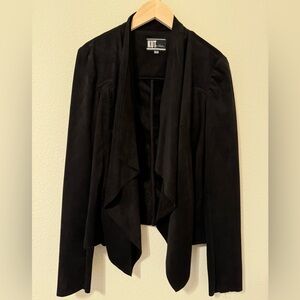 KUT from the Kloth, Black Faux Suede Drape Neck Jacket, Size Small